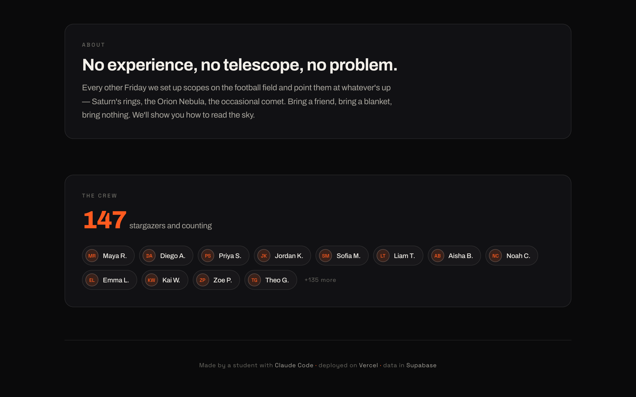 Demo club site — It remembers